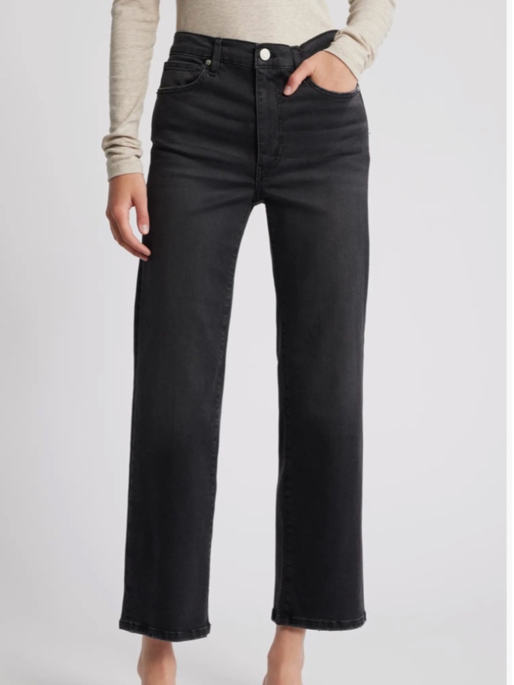 FRAME Le Sleek High Waist Ankle Straight Leg Jeans - Dark Gray - Size 29